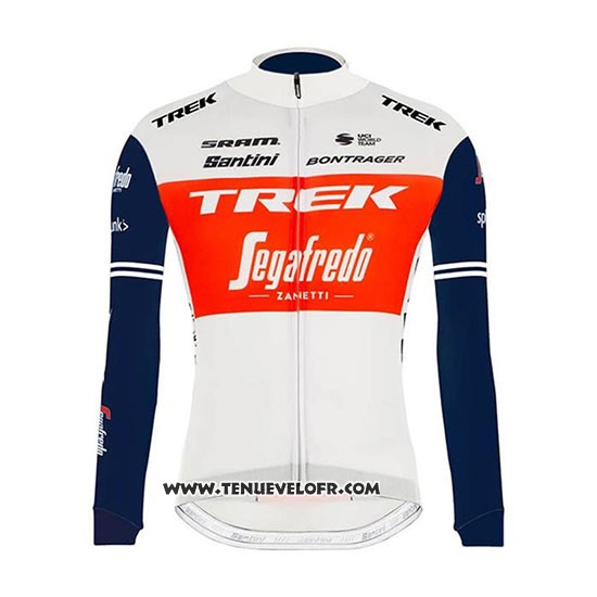 2020 Maillot Ciclismo Trek Segafredo Blanc Rouge Noir Manches Longues et Cuissard
